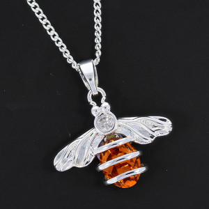 Honey Bee Coiled Silver Plated Necklace