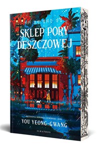 Sklep pory deszczowej ilustrowane krawędzie biało-czarne