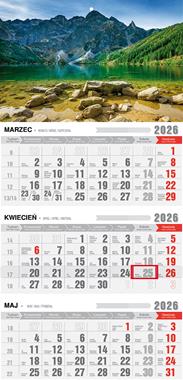 Kalendarz 2026 trójdzielny ekonomiczny Tatry KTE VE18